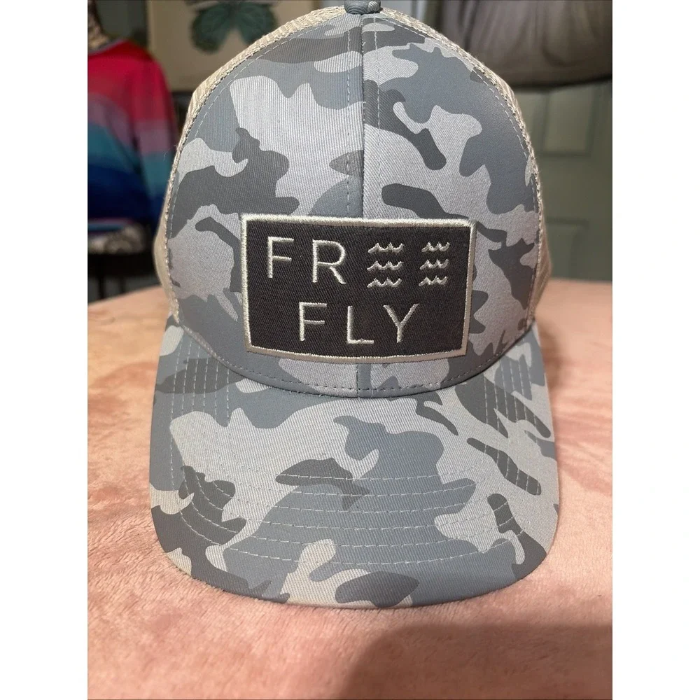 Free Fly Wave Snapback Blue Camo Mesh Trucker Hat Cap